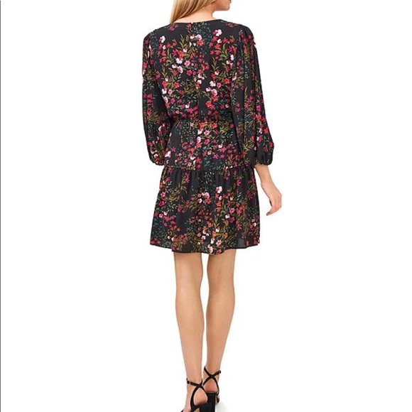 NWT CeCe Crew Neck Balloon Sleeve Garden Dress Black XL - Picture 2 of 4